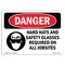 Signmission OSHA Danger, Hard Hats Glasses Required Jobsites, 18in X 12in Rigid Plastic, 18" W, 12" H, Landscape OS-DS-P-1218-L-1299 - alternate 1